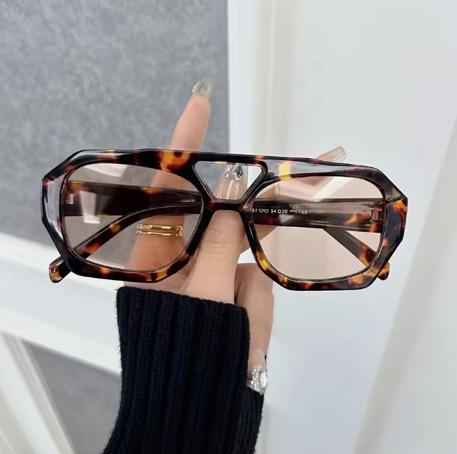Square Leopard Frame Glasses