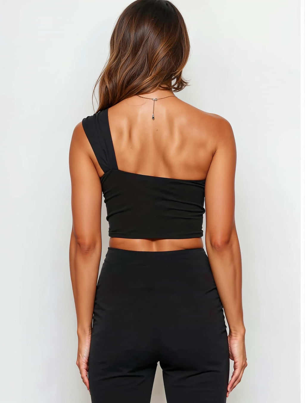 Single Shoulder Open Back Top