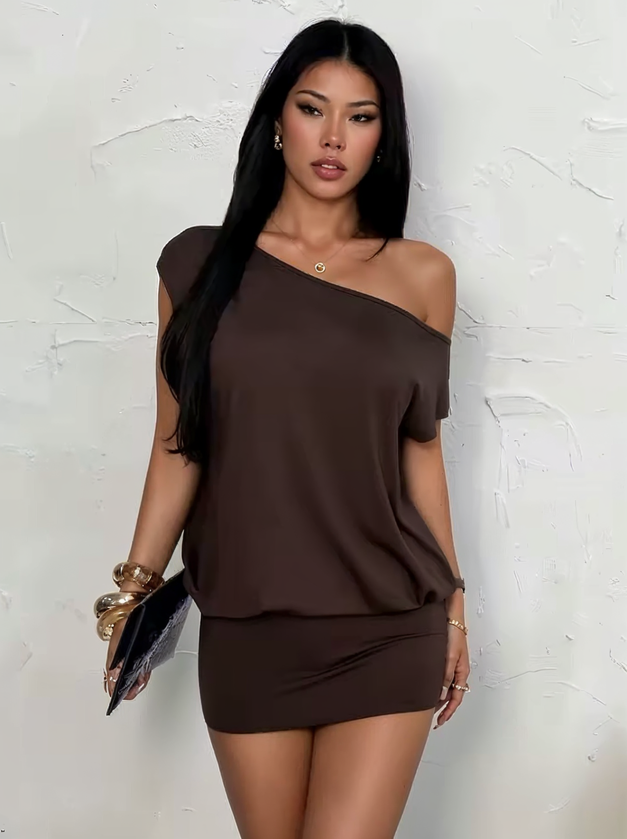 Single Shoulder Cut Out Mini Dress